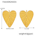 Jewelry wholesale Hot Sale Stainless Steel Leaf Pattern Heart Waterproof Studs Earrings