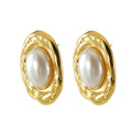 Jewelry wholesale Love Oval Stainless Steel Pearl Stud Earrings