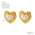 Jewelry wholesale Love Oval Stainless Steel Pearl Stud Earrings