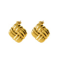 Jewelry wholesale 18K Goldtone Stainless Steel Square Textured Stud Earrings