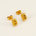 Jewelry wholesale 18K Gold Plated Mini Bubble Monogram Stainless Steel Stud Earrings