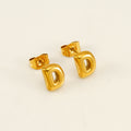 Jewelry wholesale 18K Gold Plated Mini Bubble Monogram Stainless Steel Stud Earrings