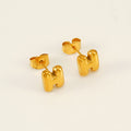Jewelry wholesale 18K Gold Plated Mini Bubble Monogram Stainless Steel Stud Earrings