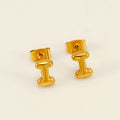 Jewelry wholesale 18K Gold Plated Mini Bubble Monogram Stainless Steel Stud Earrings