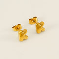 Jewelry wholesale 18K Gold Plated Mini Bubble Monogram Stainless Steel Stud Earrings