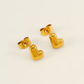 Jewelry wholesale 18K Gold Plated Mini Bubble Monogram Stainless Steel Stud Earrings