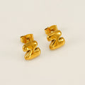 Jewelry wholesale 18K Gold Plated Mini Bubble Monogram Stainless Steel Stud Earrings