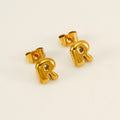 Jewelry wholesale 18K Gold Plated Mini Bubble Monogram Stainless Steel Stud Earrings