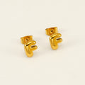 Jewelry wholesale 18K Gold Plated Mini Bubble Monogram Stainless Steel Stud Earrings