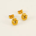 Jewelry wholesale 18K Gold Plated Mini Bubble Monogram Stainless Steel Stud Earrings