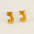 Jewelry wholesale 18K Gold Plated Mini Bubble Monogram Stainless Steel Stud Earrings