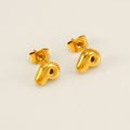 Jewelry wholesale 18K Gold Plated Mini Bubble Monogram Stainless Steel Stud Earrings