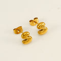 Jewelry wholesale 18K Gold Plated Mini Bubble Monogram Stainless Steel Stud Earrings