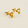 Jewelry wholesale 18K Gold Plated Mini Bubble Monogram Stainless Steel Stud Earrings
