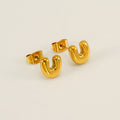 Jewelry wholesale 18K Gold Plated Mini Bubble Monogram Stainless Steel Stud Earrings