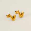 Jewelry wholesale 18K Gold Plated Mini Bubble Monogram Stainless Steel Stud Earrings