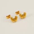 Jewelry wholesale 18K Gold Plated Mini Bubble Monogram Stainless Steel Stud Earrings
