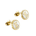 Jewelry wholesale 26 Alphabet Shell 18K Gold Stainless Steel Earrings