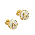 Jewelry wholesale 26 Alphabet Shell 18K Gold Stainless Steel Earrings