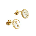 Jewelry wholesale 26 Alphabet Shell 18K Gold Stainless Steel Earrings
