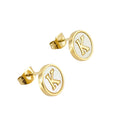 Jewelry wholesale 26 Alphabet Shell 18K Gold Stainless Steel Earrings