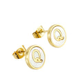 Jewelry wholesale 26 Alphabet Shell 18K Gold Stainless Steel Earrings