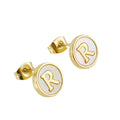 Jewelry wholesale 26 Alphabet Shell 18K Gold Stainless Steel Earrings