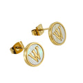 Jewelry wholesale 26 Alphabet Shell 18K Gold Stainless Steel Earrings