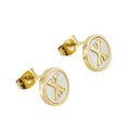 Jewelry wholesale 26 Alphabet Shell 18K Gold Stainless Steel Earrings