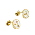 Jewelry wholesale 26 Alphabet Shell 18K Gold Stainless Steel Earrings