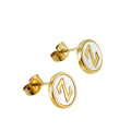 Jewelry wholesale 26 Alphabet Shell 18K Gold Stainless Steel Earrings