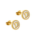 Jewelry wholesale 26 Alphabet Shell 18K Gold Stainless Steel Earrings