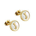 Jewelry wholesale 26 Alphabet Shell 18K Gold Stainless Steel Earrings