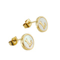 Jewelry wholesale 26 Alphabet Shell 18K Gold Stainless Steel Earrings