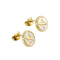 Jewelry wholesale 26 Alphabet Shell 18K Gold Stainless Steel Earrings