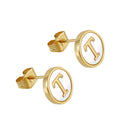 Jewelry wholesale 26 Alphabet Shell 18K Gold Stainless Steel Earrings