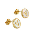 Jewelry wholesale 26 Alphabet Shell 18K Gold Stainless Steel Earrings