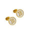 Jewelry wholesale 26 Alphabet Shell 18K Gold Stainless Steel Earrings