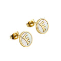 Jewelry wholesale 26 Alphabet Shell 18K Gold Stainless Steel Earrings