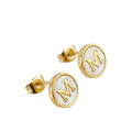 Jewelry wholesale 26 Alphabet Shell 18K Gold Stainless Steel Earrings