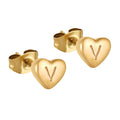 Jewelry wholesale Stainless Steel Heart 26 Alphabet Earrings