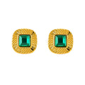Jewelry wholesale Antique Stainless Steel Square with Zirconia Earrings