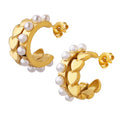 Jewelry wholesale Elegant Jewelry Stainless Steel Pearl Heart Arc Studs Earrings