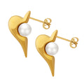Jewelry wholesale Elegant Stainless Steel Women Jewelry Half Heart Pearl Studs Earrings