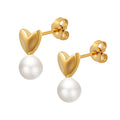 Jewelry wholesale Elegant Wholesale Jewelry High Polish Heart Pearl Studs Earrings