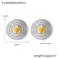 Jewelry wholesale Factory Direct Sale Round Shield Shape Heart Pattern Studs Earrings