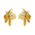 Jewelry wholesale French Haute Couture Irregular Swallow Pearl Stainless Steel Earrings