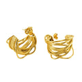 Jewelry wholesale Gold Multi-Line Irregular Stainless Steel Earrings