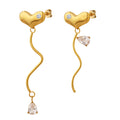Jewelry wholesale Hot Sale Zircon Asymmetry Heart Drop Wave Line Studs Earrings