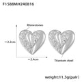 Jewelry wholesale Luxury Stainless Steel Zircon Stereoscopic Heart Studs Earrings